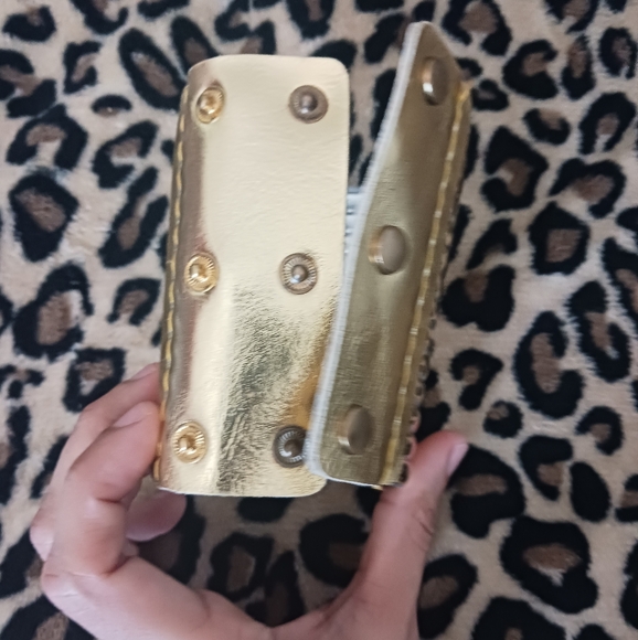 Women gold mirror metallic Fashion plastic adjustable long bracelet - Picture 10 of 10